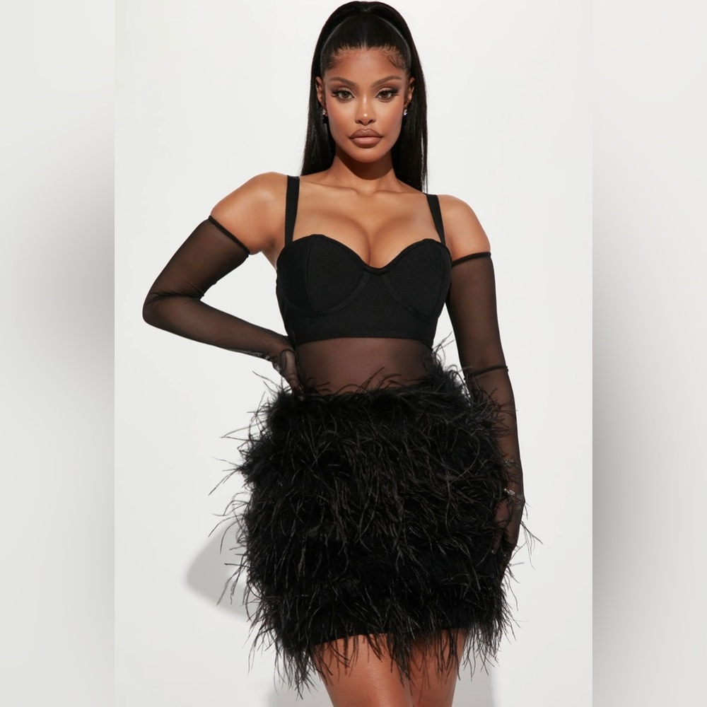 Chantelle Feather Mini Dress
